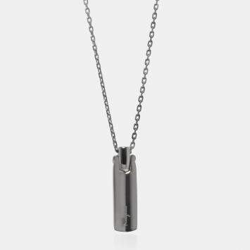 Pre Owned Salvatore Ferragamo Sterling Silver Engraved Logo Pendant Necklace