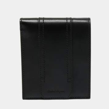 Pre Owned Salvatore Ferragamo Black Leather Bifold Wallet