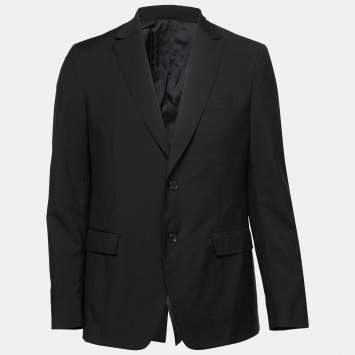 Pre Owned Salvatore Ferragamo Black Wool Single Breasted Blazer L