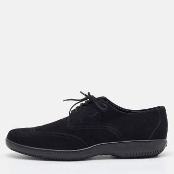Pre Owned Salvatore Ferragamo Black Suede Lace Up Derby Size 41.5