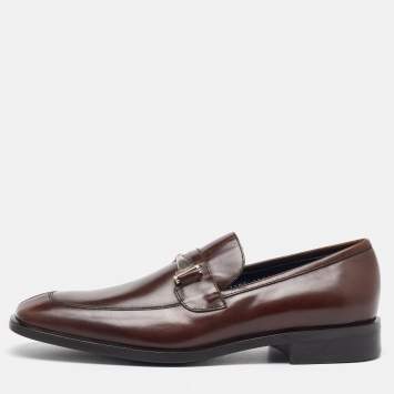 مملوكة مسبقًا Salvatore Ferragamo Brown Leather Gancini Penny Loafers Size 41.5