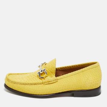 Pre Owned حذاء لوفرز سالفاتوري فيراغامو مايسون جلد بايثون أزرق مقاس 43