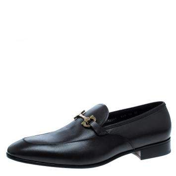 Pre Owned Salvatore Ferragamo Brown Leather Germain Bit Loafers Size 46