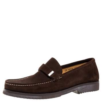 Pre Owned Salvatore Ferragamo Brown Suede Loafers Size 43.5