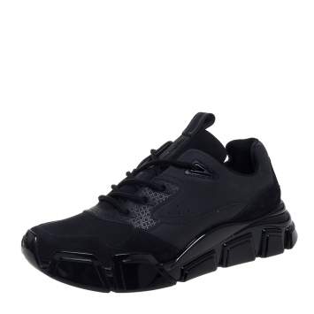 Pre Owned Salvatore Ferragamo Black Suede And Leather Booster 4 Low Top Sneakers Size 44