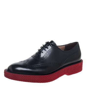 Pre Owned Salvatore Ferragamo Black Brogue Leather Thierry Oxfords Size 44