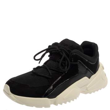 Pre Owned Salvatore Ferragamo Black Suede And Mesh Skylar Sneakers Size 44 