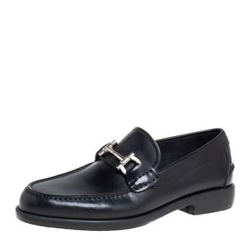 Pre Owned Salvatore Ferragamo Black Leather Faraone Loafers Size 39.5