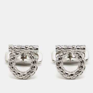 Pre Owned Salvatore Ferragamo Gancini  Silver Tone Metal Cufflinks