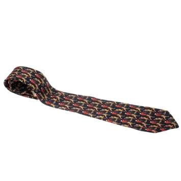 Pre Owned Salvatore Ferragamo Multicolor Ole Time Golfer Print Silk Tie 