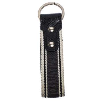 Pre Owned Salvatore Ferragamo Grey/White Fabric Strap Key Fob