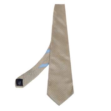 Pre Owned Salvatore Ferragamo Yellow Anchor Print Silk Tie