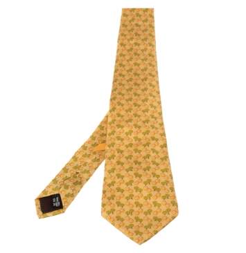 Pre Owned Salvatore Ferragamo Pale Orange Sheep Print Silk Tie