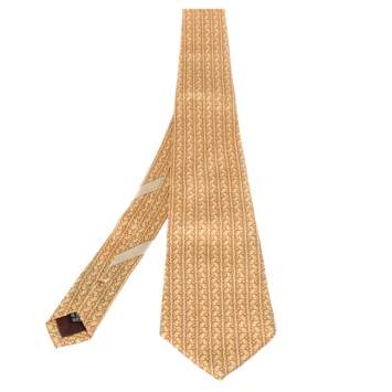 Pre Owned Salvatore Ferragamo Yellow Golfer Print Silk Tie