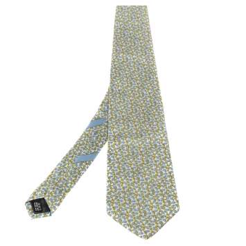 Pre Owned Salvatore Ferragamo Cream Fruit Print Silk Tie