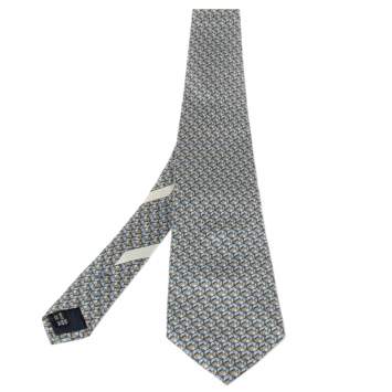 Pre Owned Salvatore Ferragamo Blue Toucan Print Silk Traditional Tie