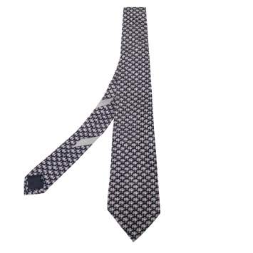 Pre Owned Salvatore Ferragamo Blue Skating Animal Print Silk Tie