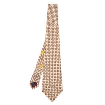 Pre Owned Salvatore Ferragamo Yellow Printed Silk Tie