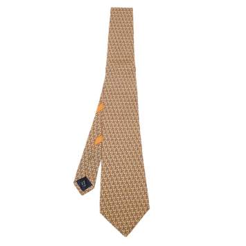 Pre Owned Salvatore Ferragamo Yellow Fish Print Silk Tie
