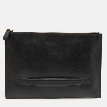 Pre Owned Salvatore Ferragamo Black Leather Revival 3.0 Travel Portfolio