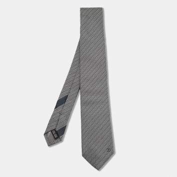 Pre Owned Salvatore Ferragamo Blue Textured Silk Tie 