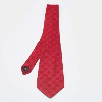 Pre Owned Salvatore Ferragamo Red Silk Jacquard Tie