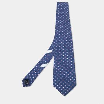 Pre Owned Salvatore Ferragamo Blue Planet Printed Silk Tie