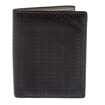 Pre Owned Salvatore Ferragamo Dark Brown Gancini Embossed Leather Bifold Wallet