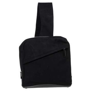 Pre Owned Salvatore Ferragamo Black Wool And Leather  Backpack