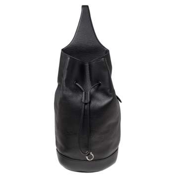 Pre Owned Salvatore Ferragamo Black Grained Leather Tornabuoni 1927 Collection Shoulder Backpack