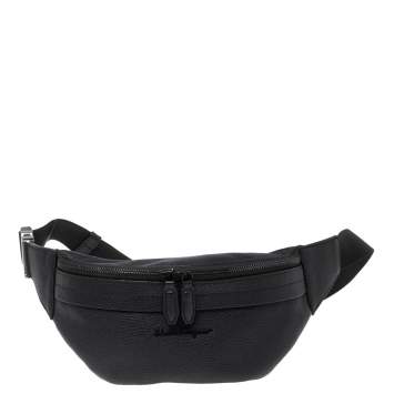Pre Owned Salvatore Ferragamo Black Leather Gancini Waist Bag