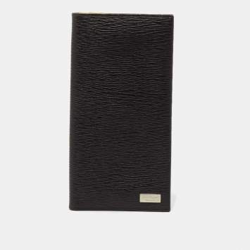 Pre Owned Salvatore Ferragamo Dark Brown Leather Long Wallet
