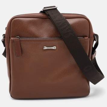 Pre Owned Salvatore Ferragamo Brown Leather Messenger Bag