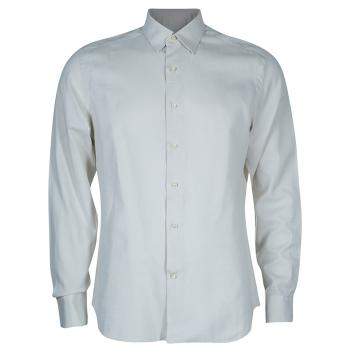 Pre Owned Salvatore Ferragamo Men's Beige Striped Shirt L