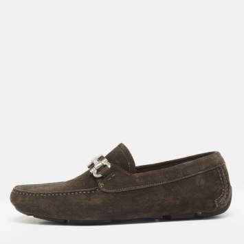 Pre Owned Salvatore Ferragamo Brown Suede Parigi Loafers Size 42