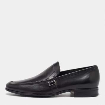 Pre Owned Salvatore Ferragamo Black Leather Penny Loafers Size 41.5
