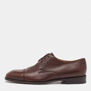 Salvatore Ferragamo Dark Brown Leather Lace Up Derby Size 41.5