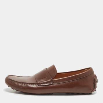 Pre Owned Salvatore Ferragamo Brown Leather Penny Slip On Loafers Size 43