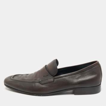 Pre Owned Salvatore Ferragamo Dark Brown Leather Penny Loafers Size 44.5