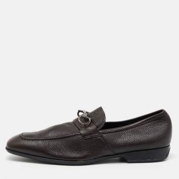 Salvatore Ferragamo Dark Brown Leather Gancini Penny Loafers Size 46