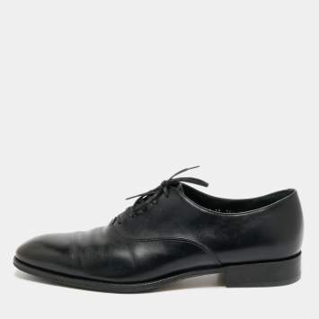 Pre Owned Salvatore Ferragamo Size 44.5 Black Leather Oxfords