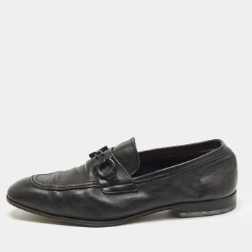 Pre Owned Salvatore Ferragamo Gancini Size 40.5 Black Leather Loafers