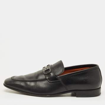 Pre Owned Salvatore Ferragamo Gancini Size 42 Black Leather Loafers