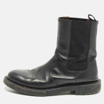 Pre Owned Salvatore Ferragamo Size 45 Black Leather Chelsea Boots