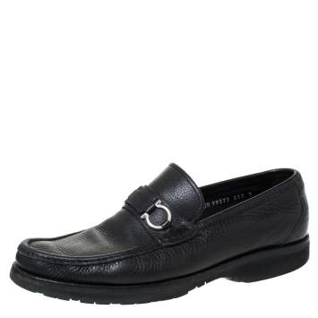 Pre Owned Salvatore Ferragamo Black Leather Horsebit Slip On Loafers Size 43