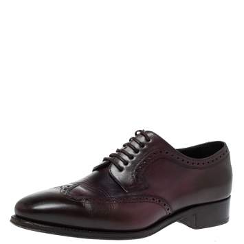Pre Owned Salvatore Ferragamo Brown/Purple Leather Wingtip Derby Size 42.5