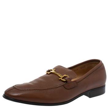 Pre Owned Salvatore Ferragamo Brown Leather Mason Loafers Size 43.5