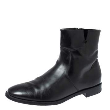 Pre Owned Salvatore Ferragamo Black Leather Ankle Boots Size 44