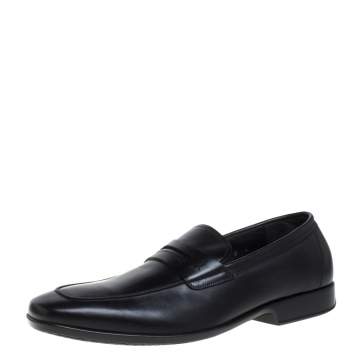 مملوكة مسبقًا Salvatore Ferragamo Black Leather Penny Slip On Loafers Size 43