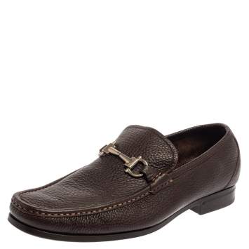 مملوكة مسبقًا Salvatore Ferragamo Brown Leather Gancini Bit Loafers Size 43.5